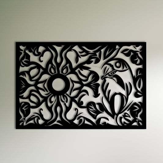 Abstract Metal Wall Art with Disguised Bird