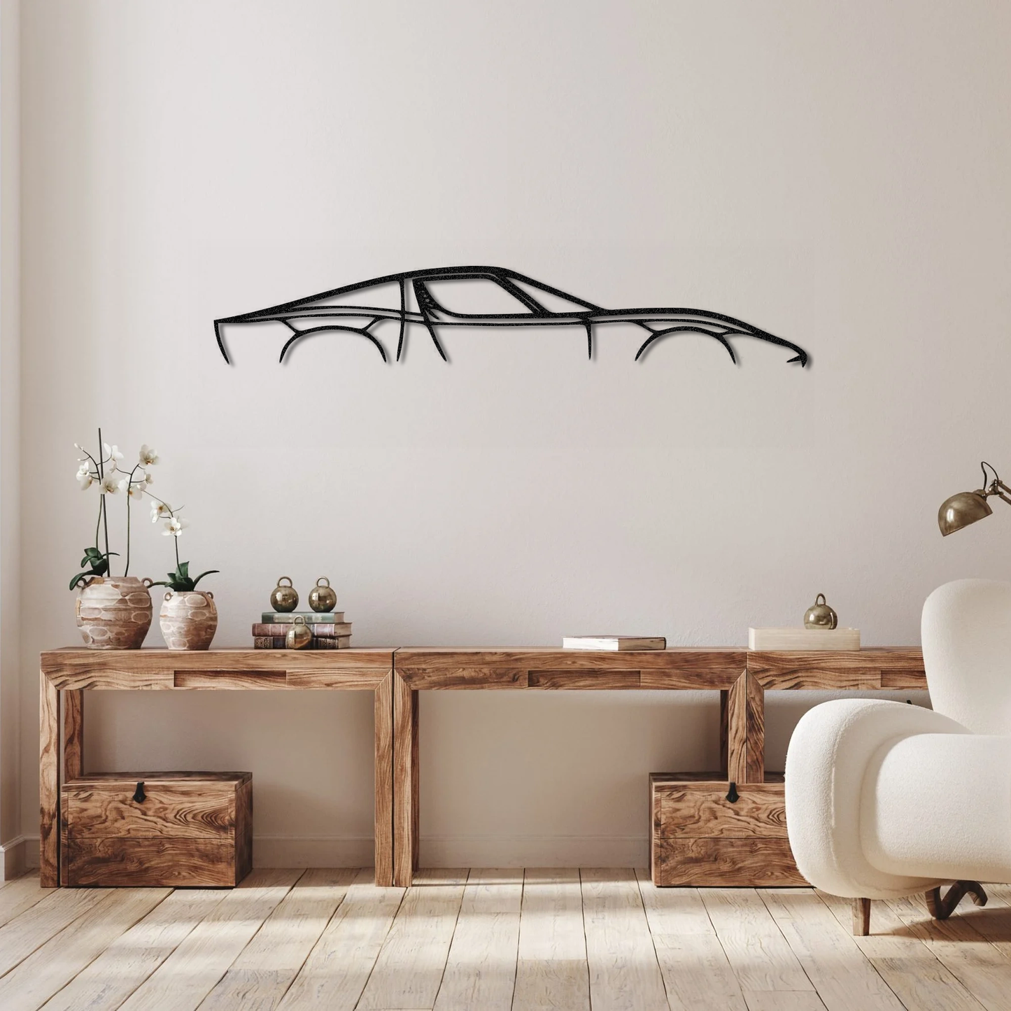 Lamborghini Miura Auto Silhouette Wandkunst aus Metall