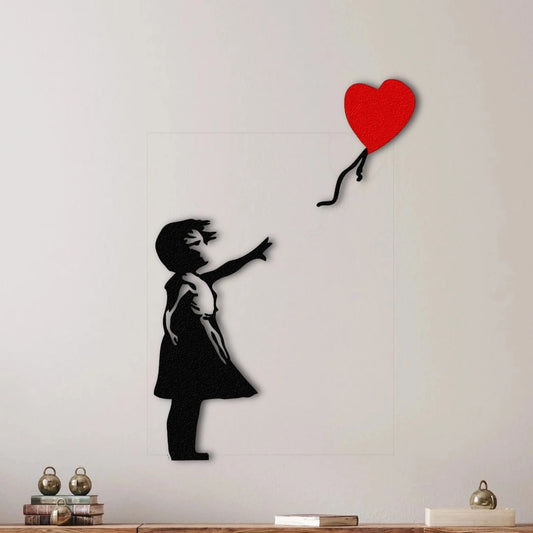Déco murale en métal fille Banksy