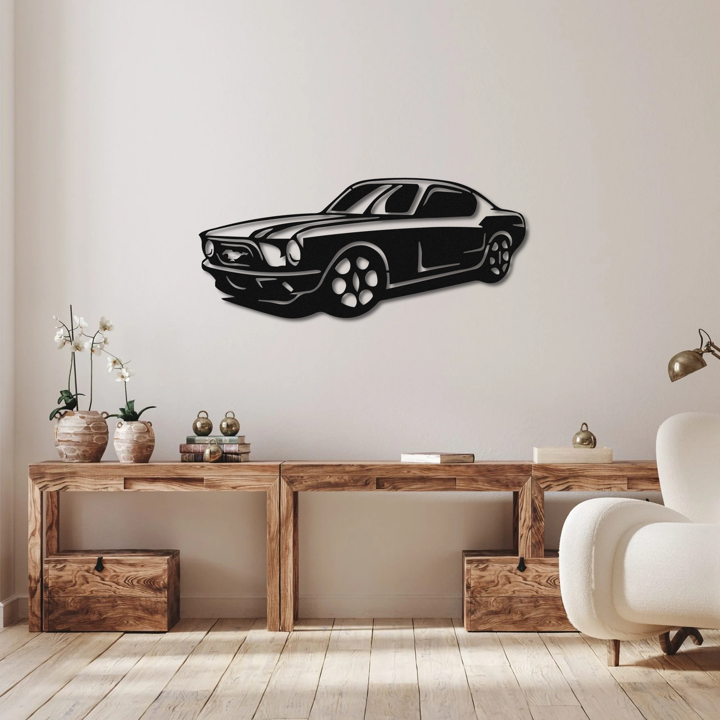 Décoration murale en métal Ford Mustang pour garage