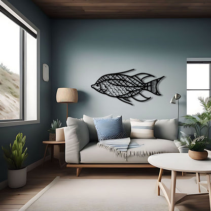 Ancient Fish - Minimalist Line Art Wall Decor for Ocean Lovers