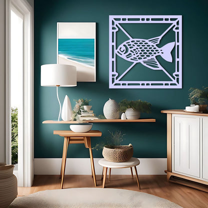 Art Deco Fish in Chinese Style Square Border Wall Art