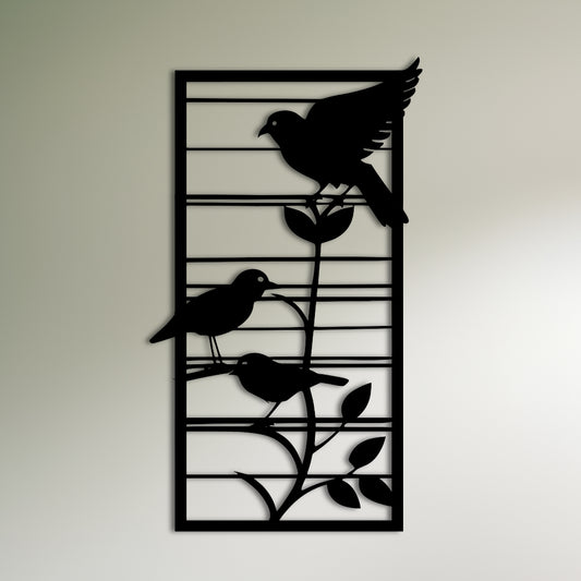 Art Nouveau Birds on a Branch Metal Wall Art