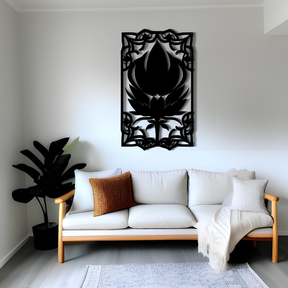 壁の装飾用のブラック ロータス アート