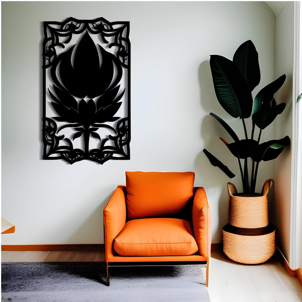 אמנות לוטוס שחורה לעיצוב קיר