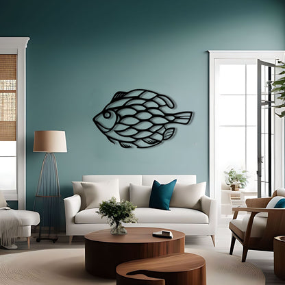 Cartoonish Fish with Pinecone-like Appearance - Wall Art Decor