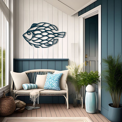 Cartoonish Fish with Pinecone-like Appearance - Wall Art Decor