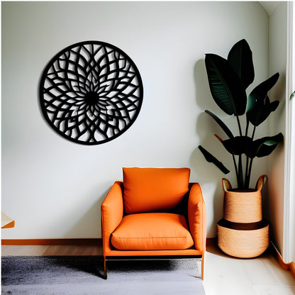 Circular Design Chrysanthemum Metal Wall Art