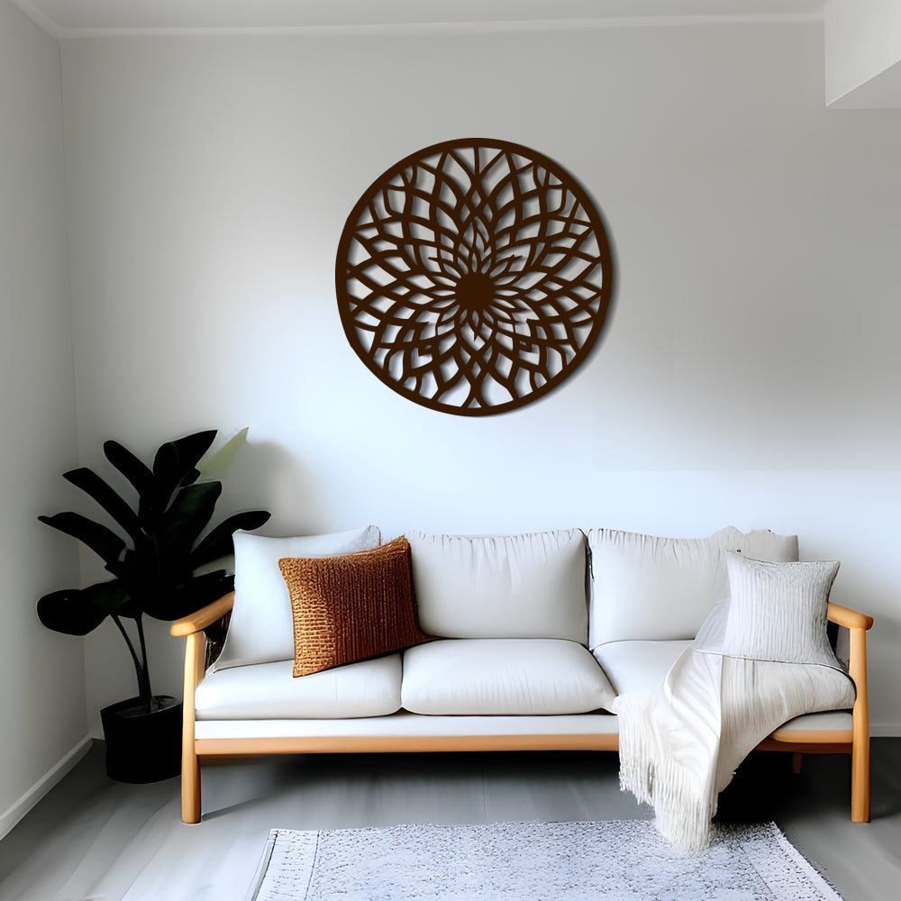Circular Design Chrysanthemum Metal Wall Art