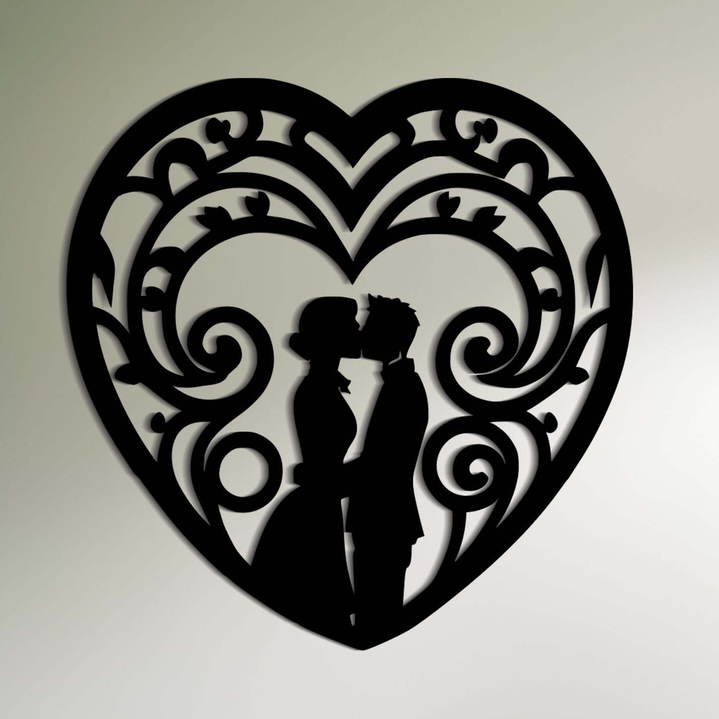 ハートのカップル - 対称的な壁アート装飾