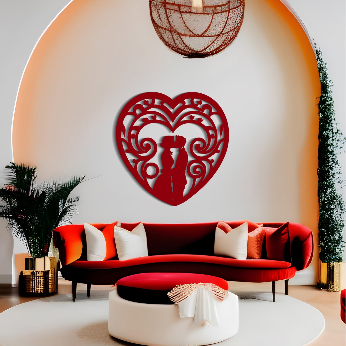 Couple in a Heart - Symmetrical Wall Art Decor