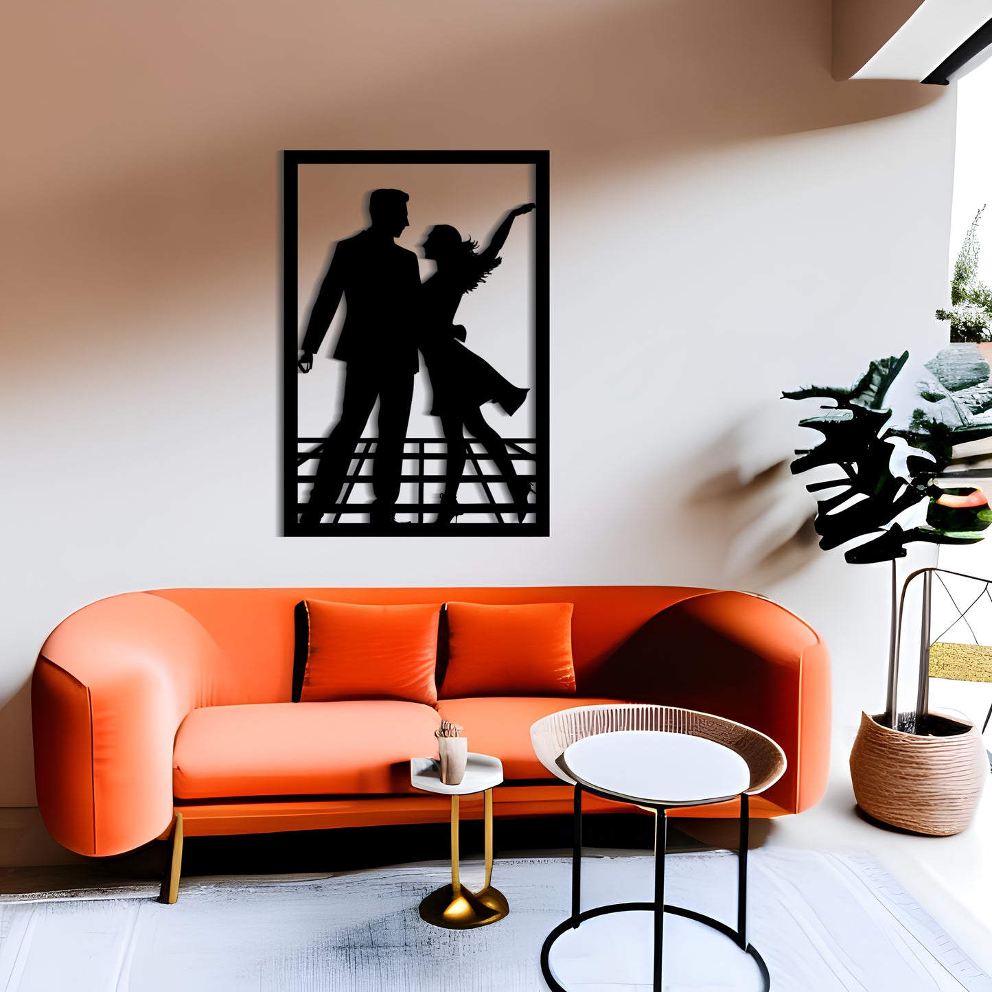 Delightful Silhouette of a Couple Dancing to Jazz Music
