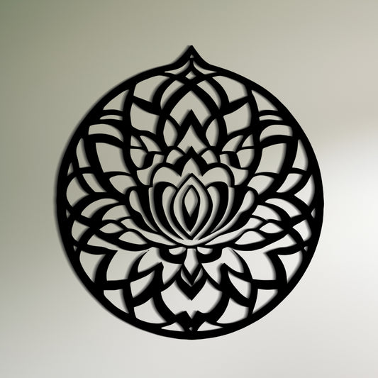 Earthy Lotus Flower Arabesque Metal Wall Art