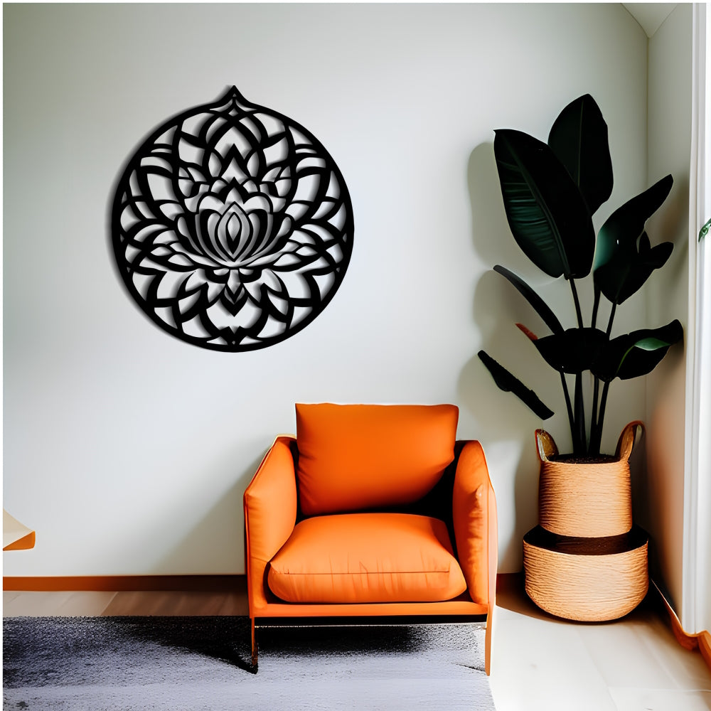 Earthy Lotus Flower Arabesque Metal Wall Art