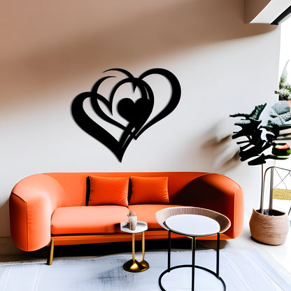 Elegant Metal Wall Art of Two Hearts in Flat Shape