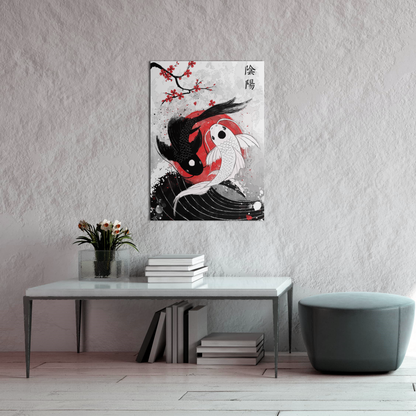 Koi Fish Yin Yang Metal Poster