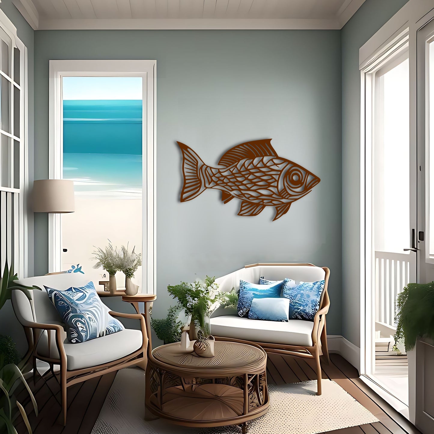 Fishop Art - Unique Metal Wall Art for Ocean Lovers and Fishing Enthusiasts