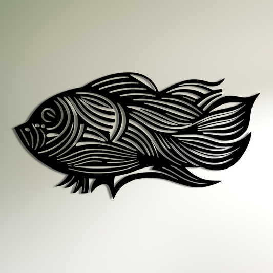 Flowing Lines of the Sea - Abstract Fish Metal Wall Art