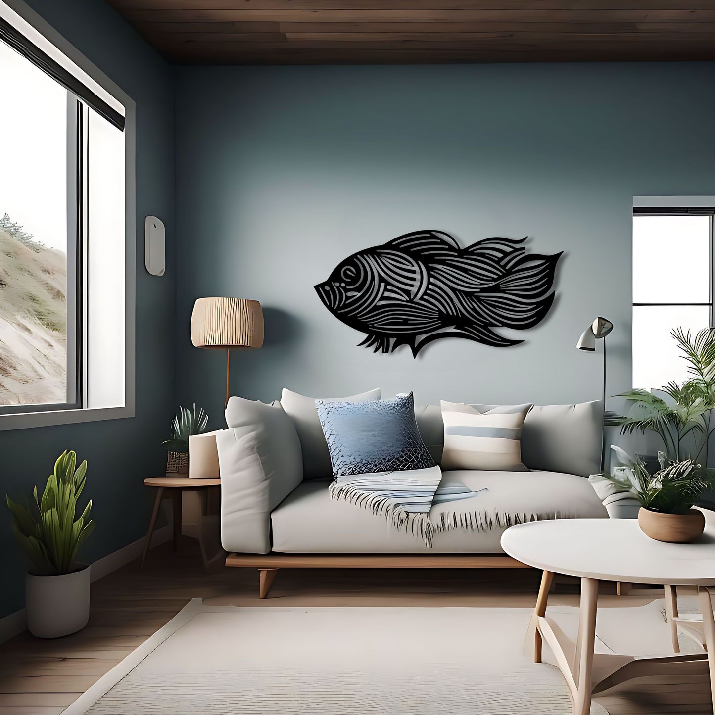 Flowing Lines of the Sea - Abstract Fish Metal Wall Art