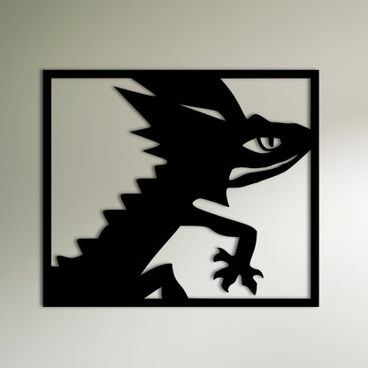 Frilled-Neck Lizard Framed Metal Wall Art