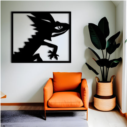 Frilled-Neck Lizard Framed Metal Wall Art