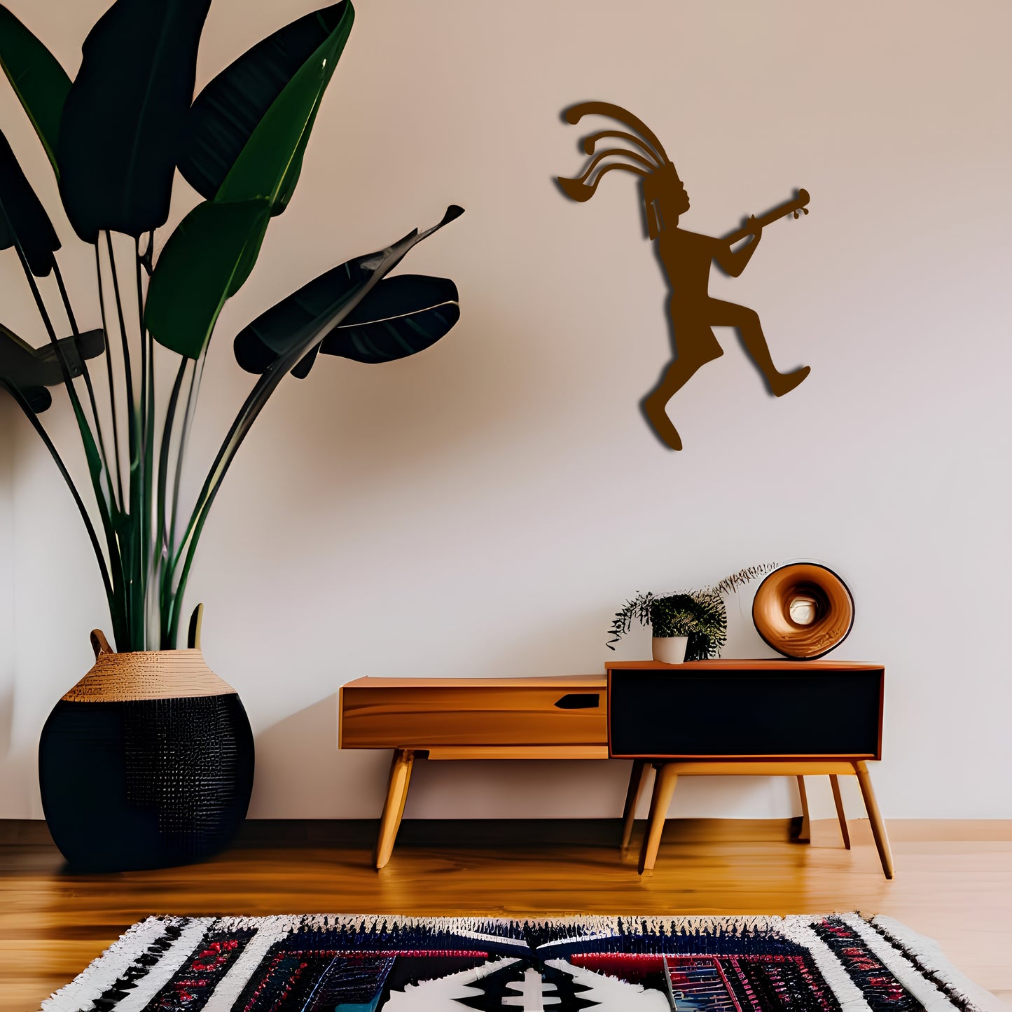 Inca Inspired Kokopelli Wall Art with Horn