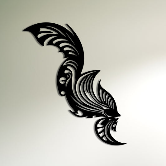 Intricate Betta Fish Silhouette Metal Wall Art for Home Decor