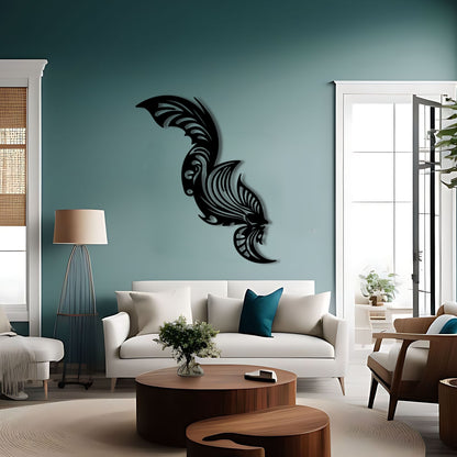 Intricate Betta Fish Silhouette Metal Wall Art for Home Decor