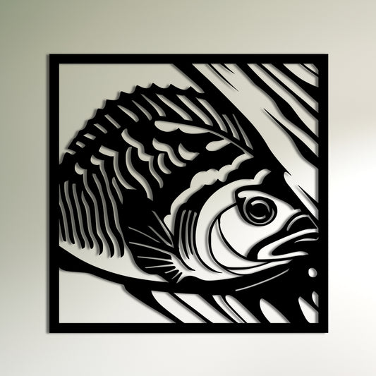 Katsushika Ōi Inspired Fish Metal Wall Art