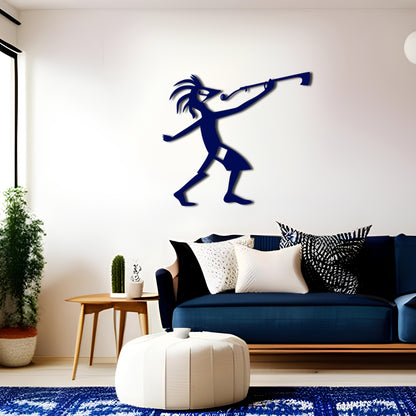 Kokopelli with Feathered Head Playing Trombone Wall Decor