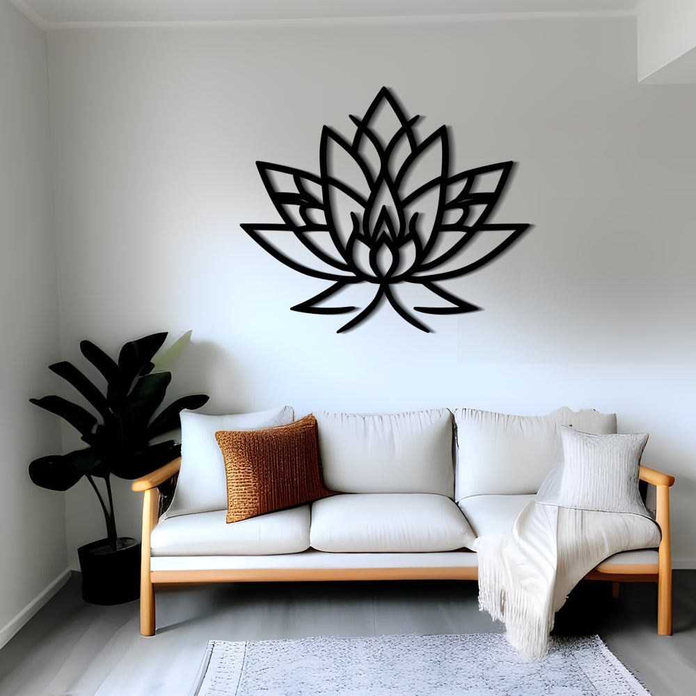 ロータス ラインアート: 壁の装飾のためのスピリチュアル シンボルの融合