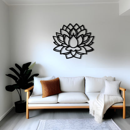 Lotus Meditation - Modern Lineart Metal Wall Art