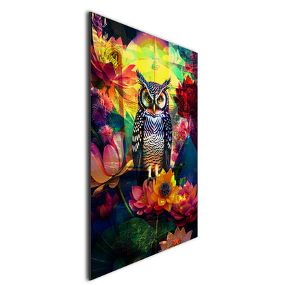 Lotus Owl Metal Poster Psychedelic Art