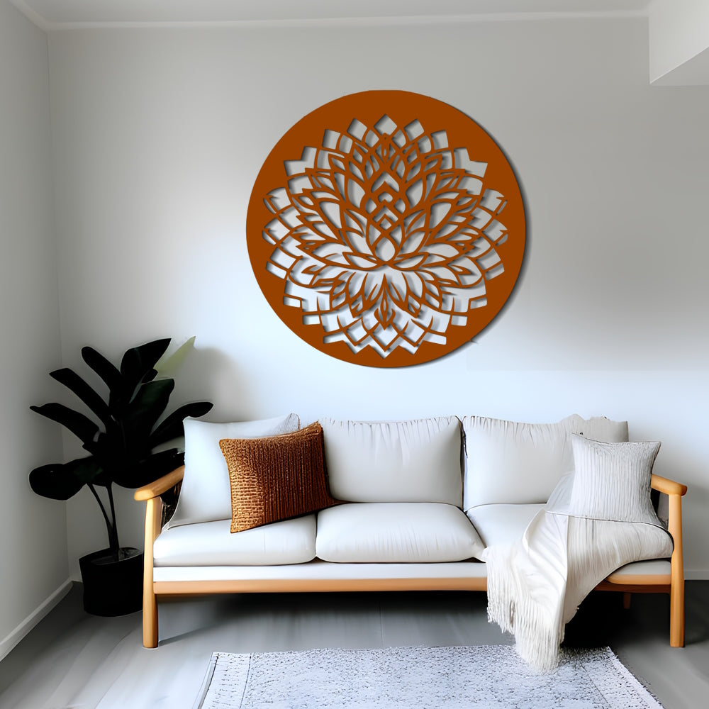 Lotus Pose Round Metal Wall Art