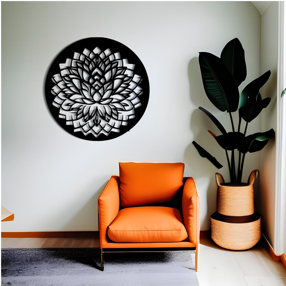 Lotus Pose Round Metal Wall Art