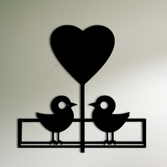 ハートメタルウォールアートで飛んでいる愛の鳥