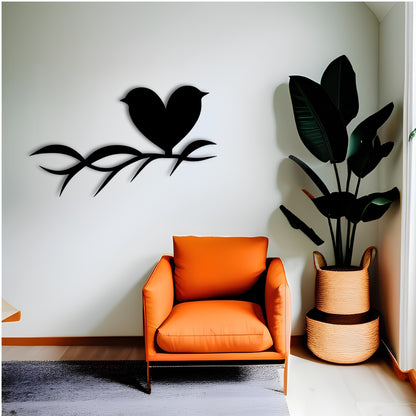 Lovebirds on Branch Metal Wall Art