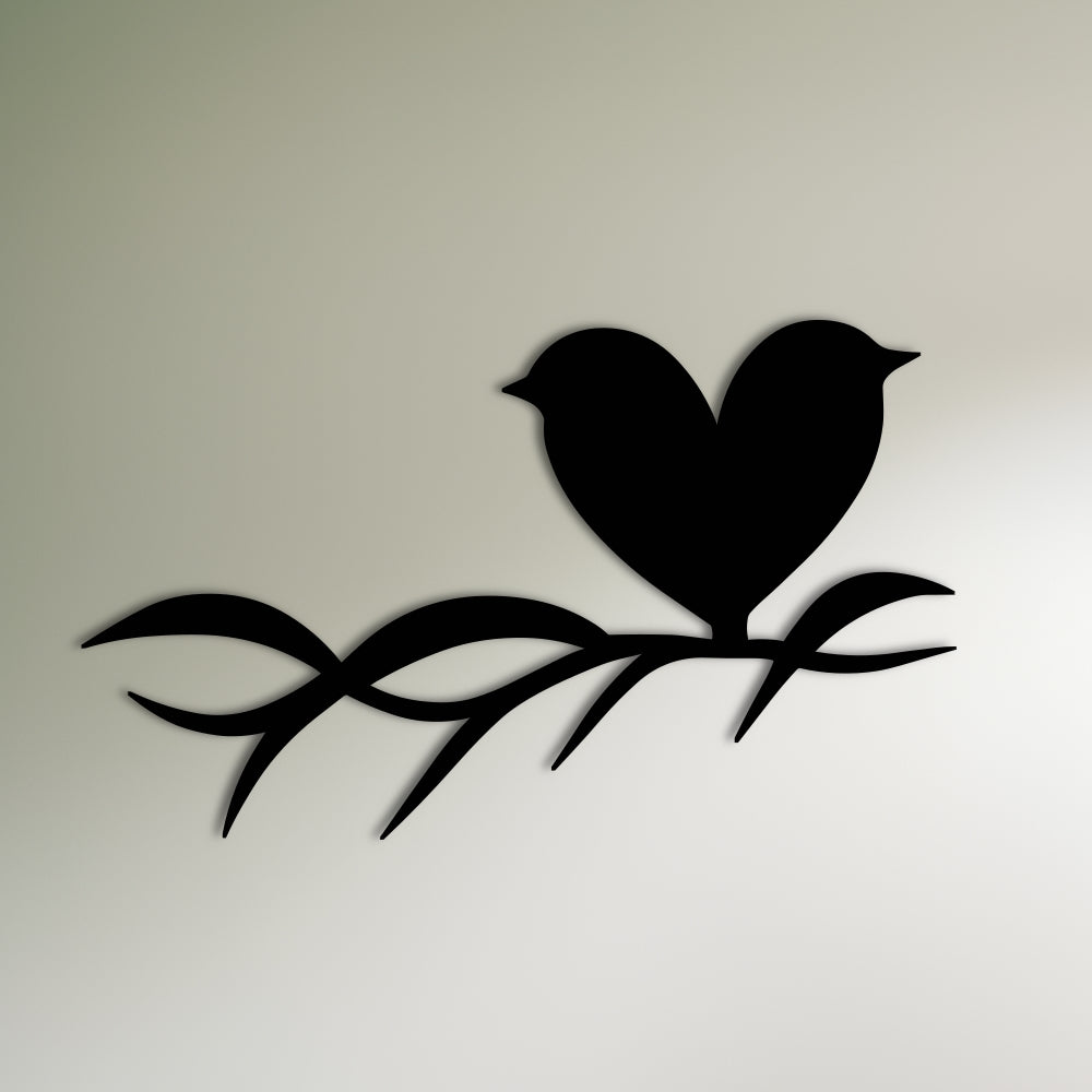 Lovebirds on Branch Metal Wall Art