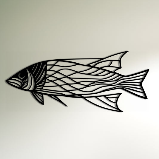 海と釣り愛好家のためのミニマリストのフィッシュラインアートメタルウォールアート