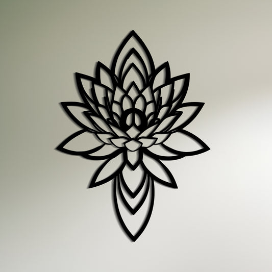 עיצוב קיר מינימליסטי של קו פרחי לוטוס