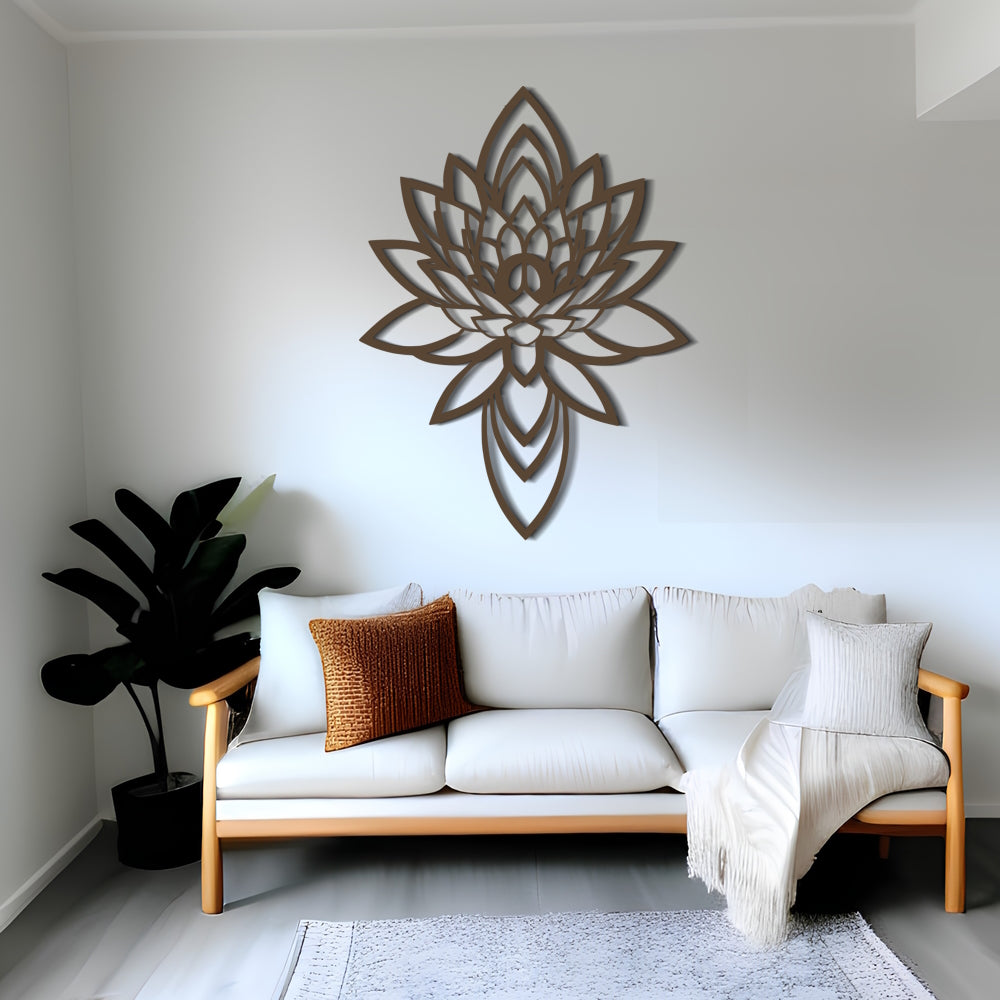 עיצוב קיר מינימליסטי של קו פרחי לוטוס