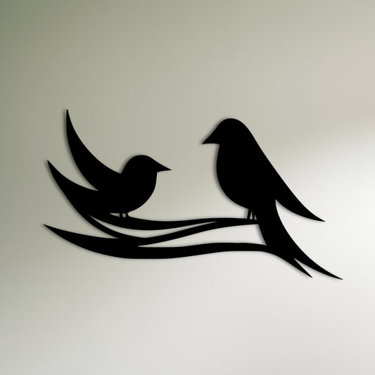 Art mural minimaliste en métal d'oiseaux d'amour