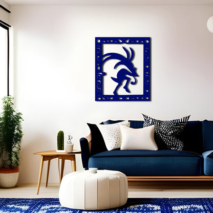 Mystic Kokopelli in Ornate Frame - Cave Painting Style Wall Decor