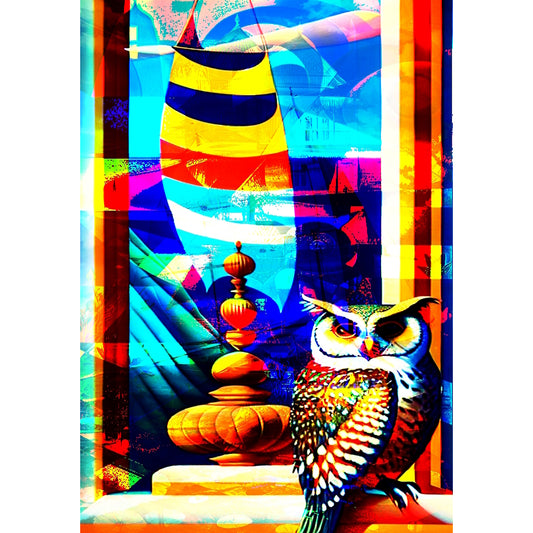 Owl on Ledge Metal Poster