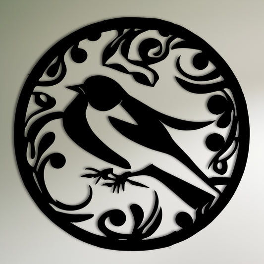 מסגרת מעגל ציפור שמנמנה מתכת קיר אמנות