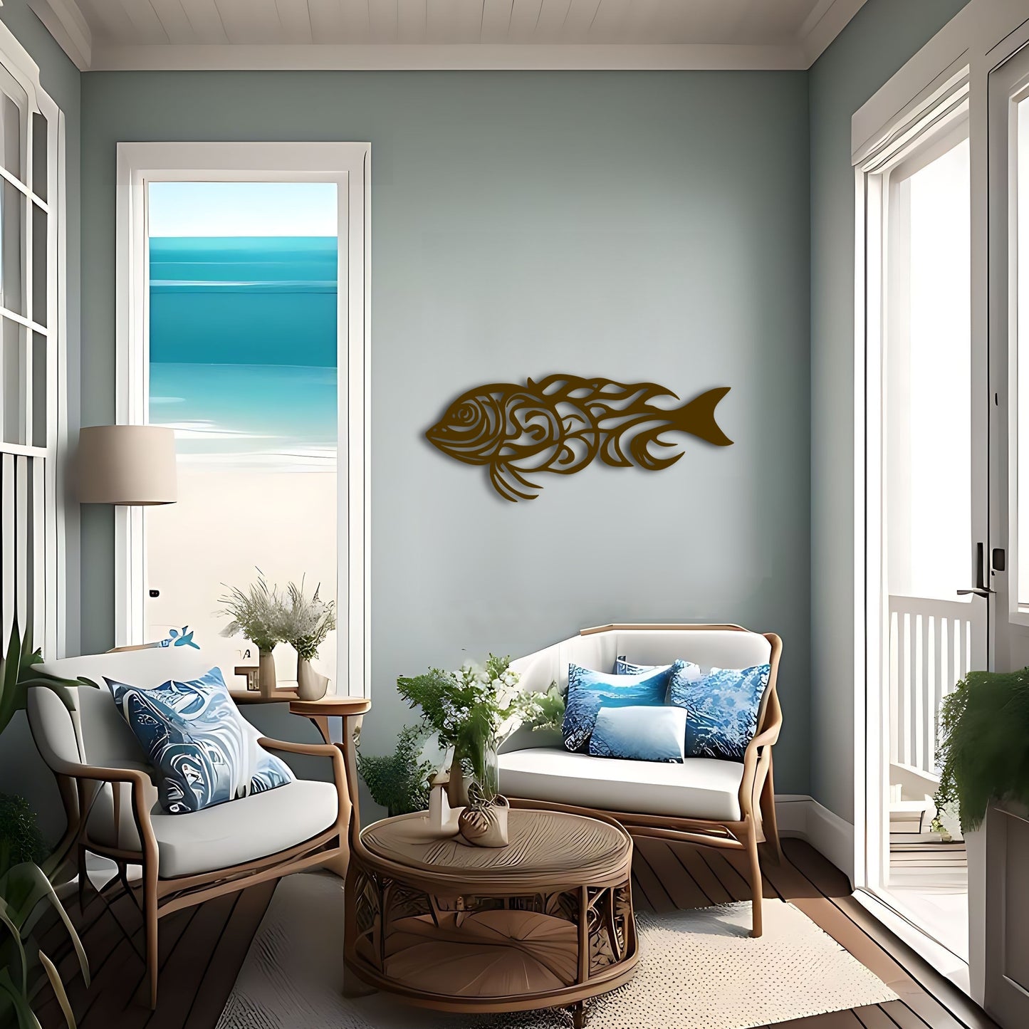 Polynesian-Inspired Dragon Fish Metal Wall Art for Ocean Lovers