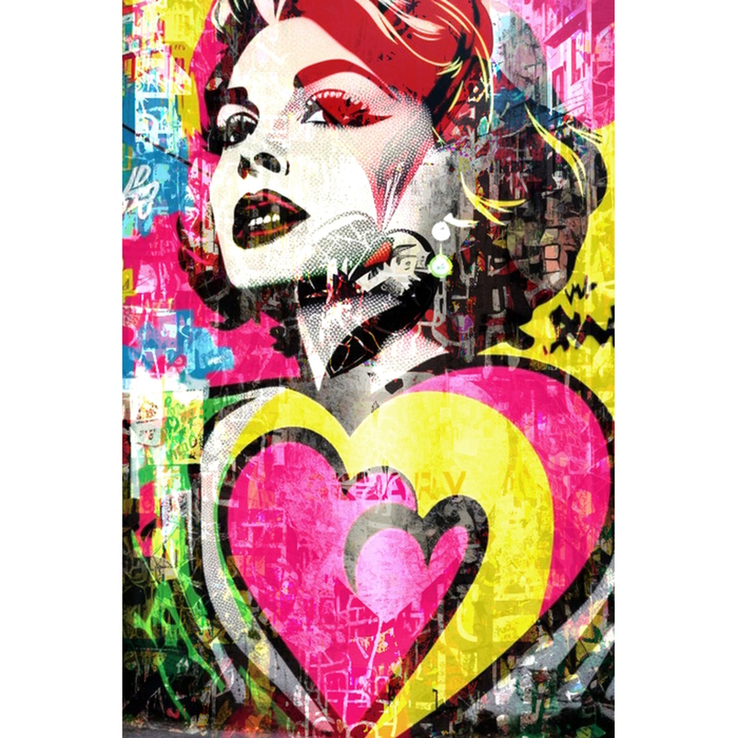 Pop Art Heart Print of a Woman Metal Poster