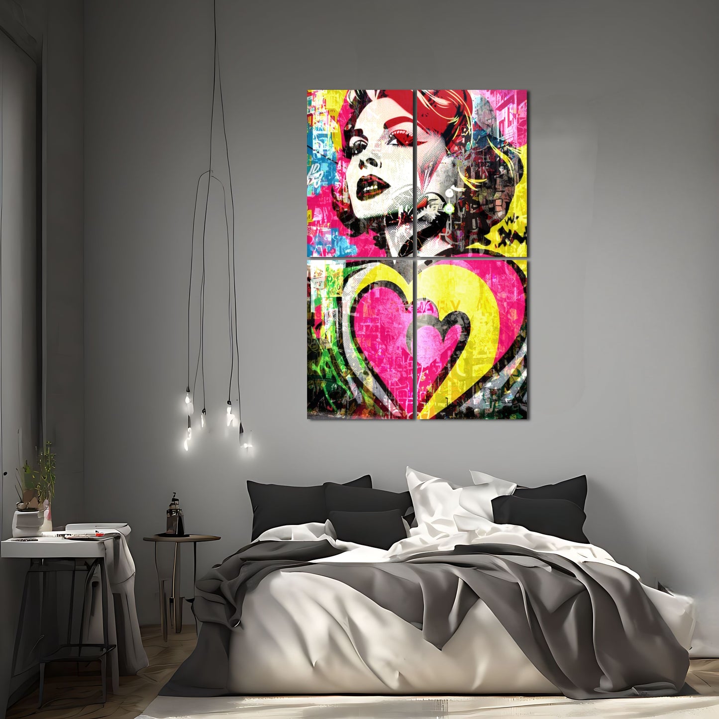 Pop Art Heart Print of a Woman Metal Poster