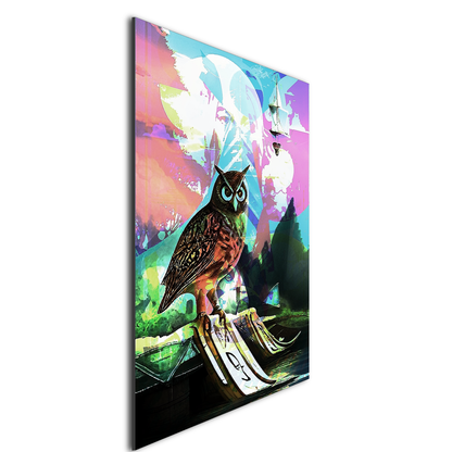 Psychedelic Owl on a Boat Metal Poster