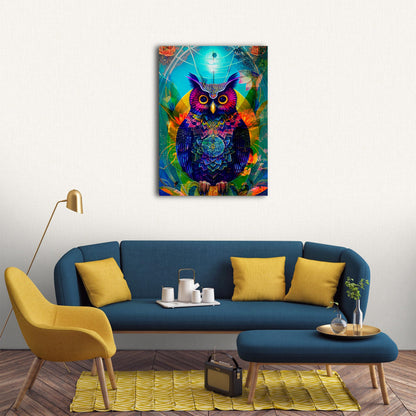 Radiant Morning Owl サイケデリック メタル ポスター
